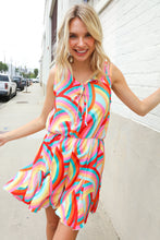 Load image into Gallery viewer, Find Love Multicolor Neck Ribbon Tie Bow Flare Hem Romper