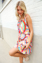 Load image into Gallery viewer, Find Love Multicolor Neck Ribbon Tie Bow Flare Hem Romper