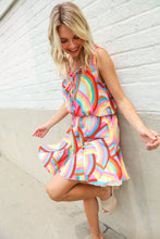 Load image into Gallery viewer, Find Love Multicolor Neck Ribbon Tie Bow Flare Hem Romper