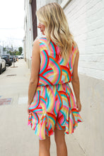 Load image into Gallery viewer, Find Love Multicolor Neck Ribbon Tie Bow Flare Hem Romper