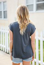 Load image into Gallery viewer, Charming In Charcoal Asymmetrical Shirred Modal Top