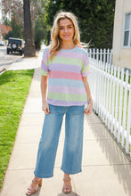 Load image into Gallery viewer, Find Love Lavender & Pink Striped Textured Waffle Knit Top