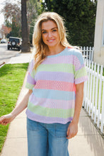 Load image into Gallery viewer, Find Love Lavender & Pink Striped Textured Waffle Knit Top