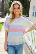 Load image into Gallery viewer, Find Love Lavender & Pink Striped Textured Waffle Knit Top