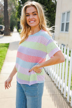 Load image into Gallery viewer, Find Love Lavender & Pink Striped Textured Waffle Knit Top