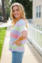 Load image into Gallery viewer, Find Love Lavender & Pink Striped Textured Waffle Knit Top