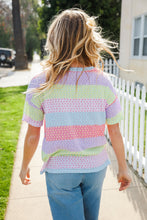 Load image into Gallery viewer, Find Love Lavender & Pink Striped Textured Waffle Knit Top