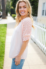 Load image into Gallery viewer, Adorable You Peach French Terry Lace Sleeve Top