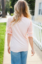 Load image into Gallery viewer, Adorable You Peach French Terry Lace Sleeve Top