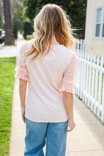 Load image into Gallery viewer, Adorable You Peach French Terry Lace Sleeve Top