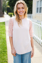 Load image into Gallery viewer, Adorable You Peach French Terry Lace Sleeve Top