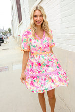 Load image into Gallery viewer, Beautiful You Rose Floral Print Ric Rack Trim Babydoll Dress