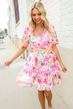 Load image into Gallery viewer, Beautiful You Rose Floral Print Ric Rack Trim Babydoll Dress