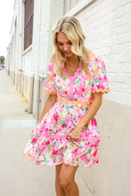 Load image into Gallery viewer, Beautiful You Rose Floral Print Ric Rack Trim Babydoll Dress