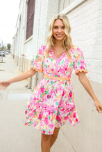 Load image into Gallery viewer, Beautiful You Rose Floral Print Ric Rack Trim Babydoll Dress