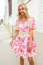 Load image into Gallery viewer, Beautiful You Rose Floral Print Ric Rack Trim Babydoll Dress