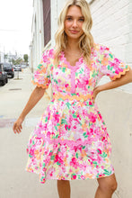 Load image into Gallery viewer, Beautiful You Rose Floral Print Ric Rack Trim Babydoll Dress