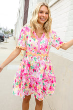 Load image into Gallery viewer, Beautiful You Rose Floral Print Ric Rack Trim Babydoll Dress