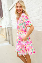 Load image into Gallery viewer, Beautiful You Rose Floral Print Ric Rack Trim Babydoll Dress