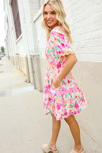 Load image into Gallery viewer, Beautiful You Rose Floral Print Ric Rack Trim Babydoll Dress