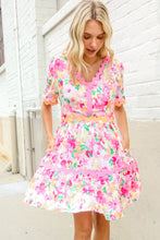 Load image into Gallery viewer, Beautiful You Rose Floral Print Ric Rack Trim Babydoll Dress