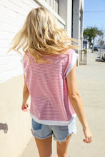 Load image into Gallery viewer, Lock Eyes Pink & Ivory Jacquard Waffle Knit Banded Sleeveless Top