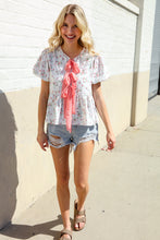 Load image into Gallery viewer, Feeling Femme Ivory Ribbon Bow Tie Folded Puff Sleeve Top