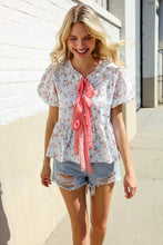 Load image into Gallery viewer, Feeling Femme Ivory Ribbon Bow Tie Folded Puff Sleeve Top