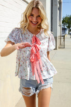 Load image into Gallery viewer, Feeling Femme Ivory Ribbon Bow Tie Folded Puff Sleeve Top
