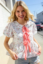 Load image into Gallery viewer, Feeling Femme Ivory Ribbon Bow Tie Folded Puff Sleeve Top