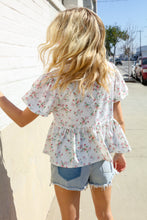 Load image into Gallery viewer, Feeling Femme Ivory Ribbon Bow Tie Folded Puff Sleeve Top