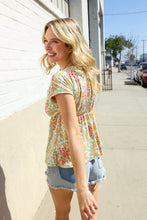 Load image into Gallery viewer, Be Charming Sage Floral Print Elastic Neck Ribbon Bow Tie Top