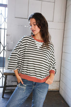 Load image into Gallery viewer, A Stripe Story Rust Crew Neck Pullover