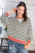 Load image into Gallery viewer, A Stripe Story Rust Crew Neck Pullover