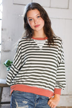 Load image into Gallery viewer, A Stripe Story Rust Crew Neck Pullover