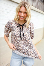 Load image into Gallery viewer, Everyday Animal Print Collar Notch Front Tie Knit Top