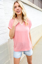Load image into Gallery viewer, Weekend Ready Coral Collar Notch Neck Waffle Knit Top