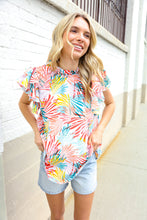 Load image into Gallery viewer, Eyes On You Ivory Abstract Print Frill Neck Double Flutter Sleeve Top