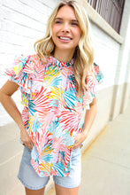 Load image into Gallery viewer, Eyes On You Ivory Abstract Print Frill Neck Double Flutter Sleeve Top