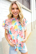 Load image into Gallery viewer, Eyes On You Ivory Abstract Print Frill Neck Double Flutter Sleeve Top