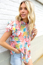 Load image into Gallery viewer, Eyes On You Ivory Abstract Print Frill Neck Double Flutter Sleeve Top