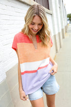 Load image into Gallery viewer, Lock Eyes Coral Notched Neck Drop Shoulder Sweater Top