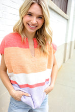 Load image into Gallery viewer, Lock Eyes Coral Notched Neck Drop Shoulder Sweater Top