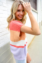 Load image into Gallery viewer, Lock Eyes Coral Notched Neck Drop Shoulder Sweater Top