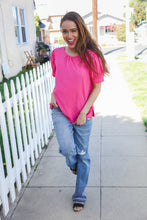 Load image into Gallery viewer, Perfectly You Solid Fuchsia Silk Shirred Cap Short Sleeve Blouse