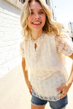 Load image into Gallery viewer, Classy Chic Ivory Swiss Dot Chiffon Button Yoke Lined Blouse