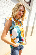 Load image into Gallery viewer, Be Bold Multicolor Abstract Print Flutter Sleeve Mock Neck Top