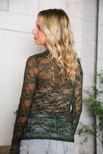 Load image into Gallery viewer, A Feminine Touch Olive Semi Sheer Lace Top