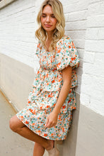 Load image into Gallery viewer, Find Love Floral Print Smocked Neck Puff Sleeve Ruffle Tiered Dress