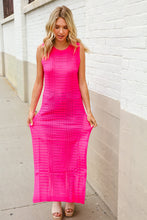 Load image into Gallery viewer, The Perfect Find Hot Pink Pointelle Sleeveless Side Slit Midi Coverup